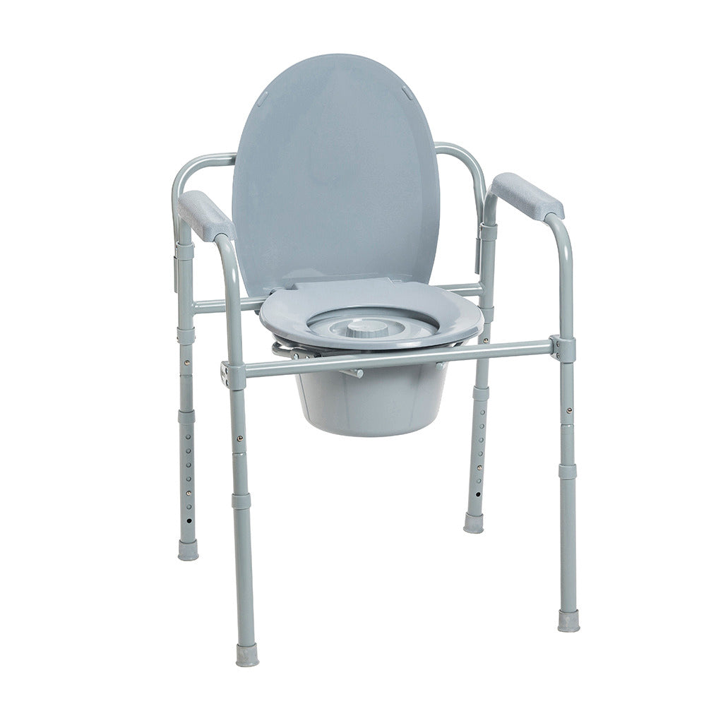 (Regular 3 in 1 Commode) Foldable Steel Elongated Bedside